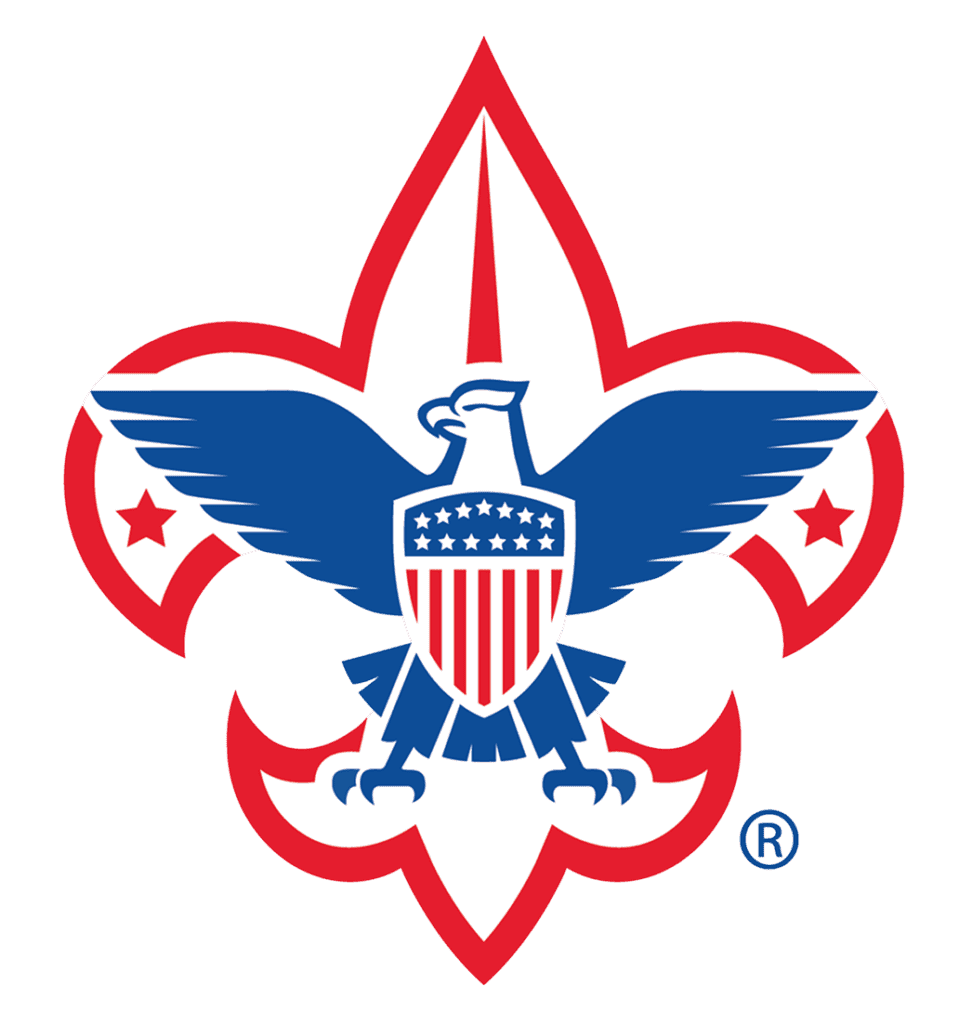 Boy Scout emblem with American eagle and patriotic colors.