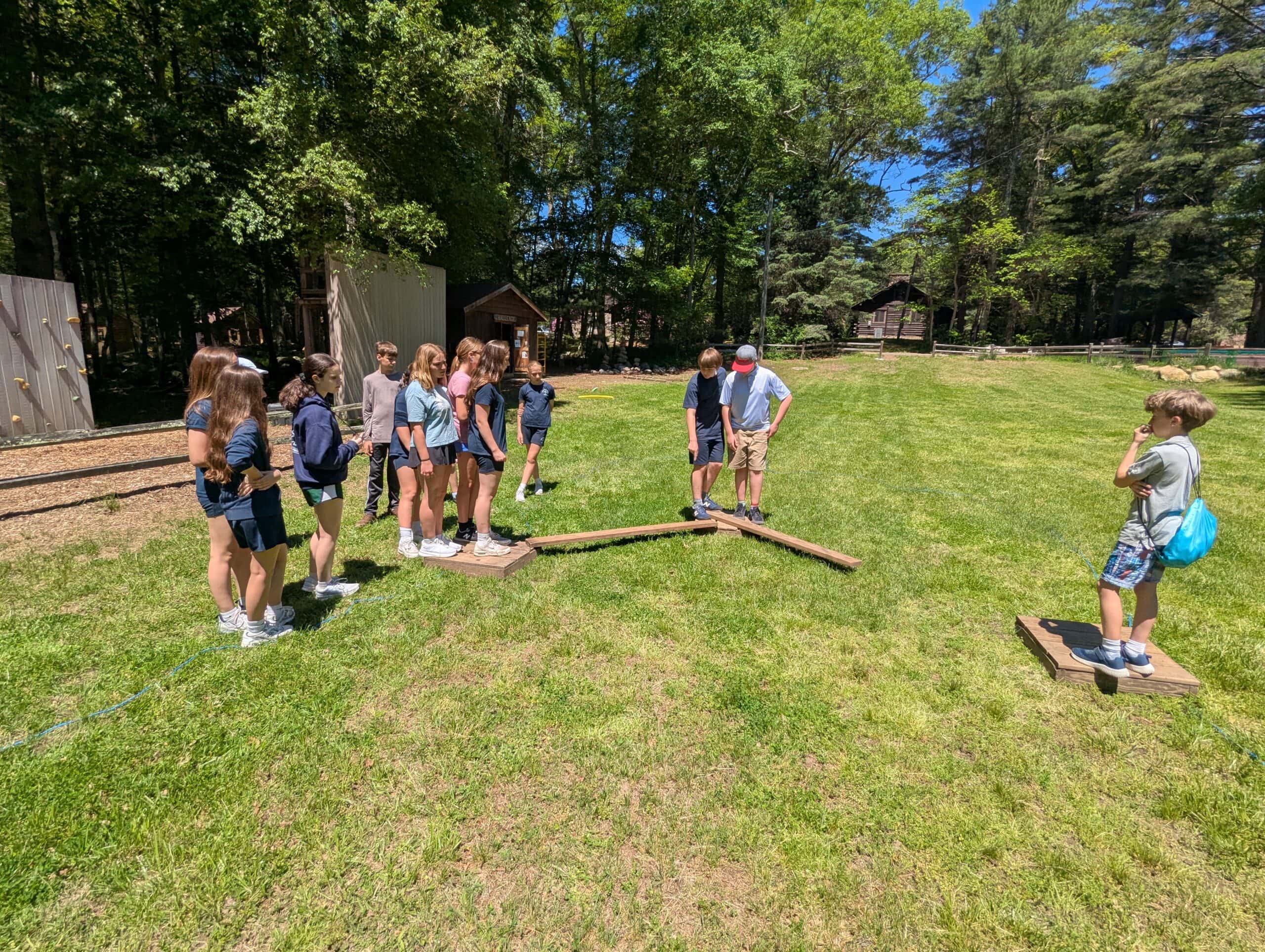 Participants on the COPE course at camp